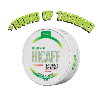 HICAFF - Fresh Mint flavoured Caffeine & Taurine Pouches - 100mg - Vapoureyes